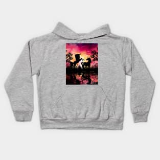 Wonderful unicorn playing in the night Kids Hoodie